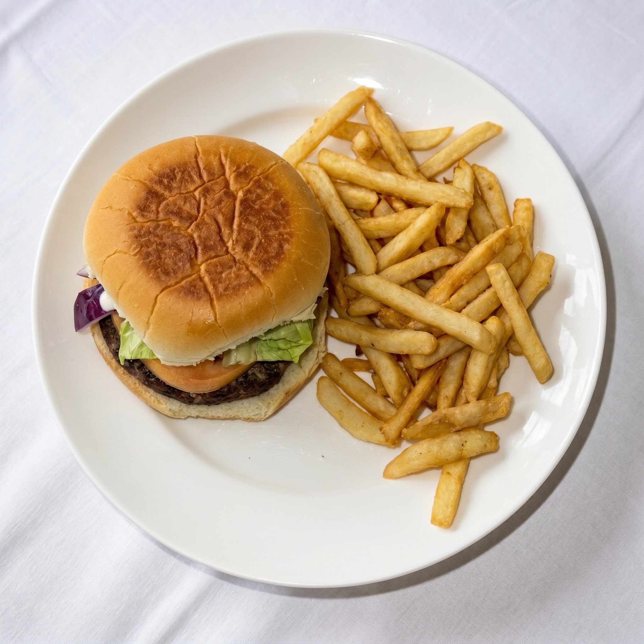 Hamburger with French Fries.