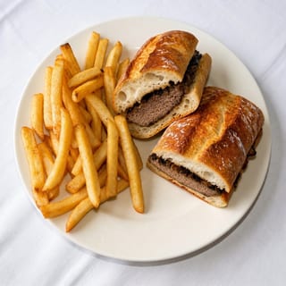 Steak Platter Sandwich with French Fries Sandwich