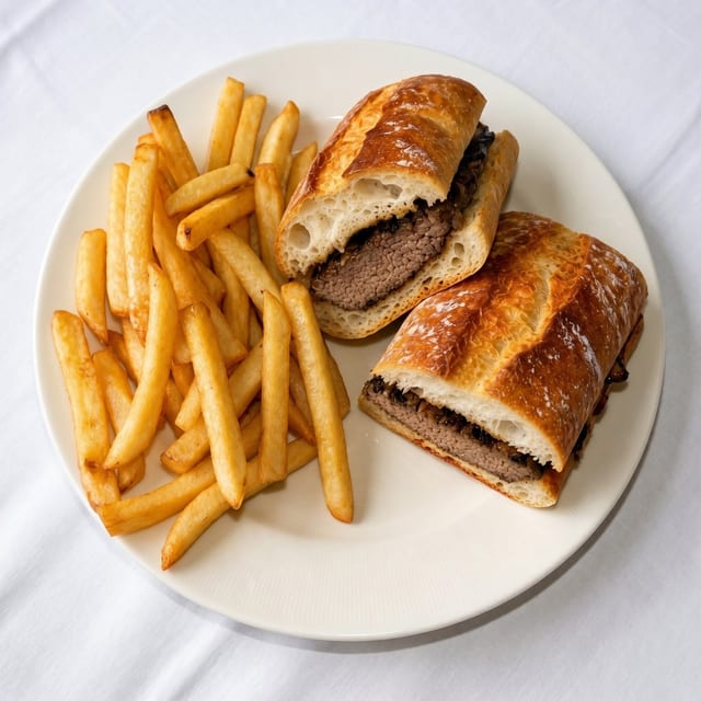 Steak Platter Sandwich with French Fries Sandwich.